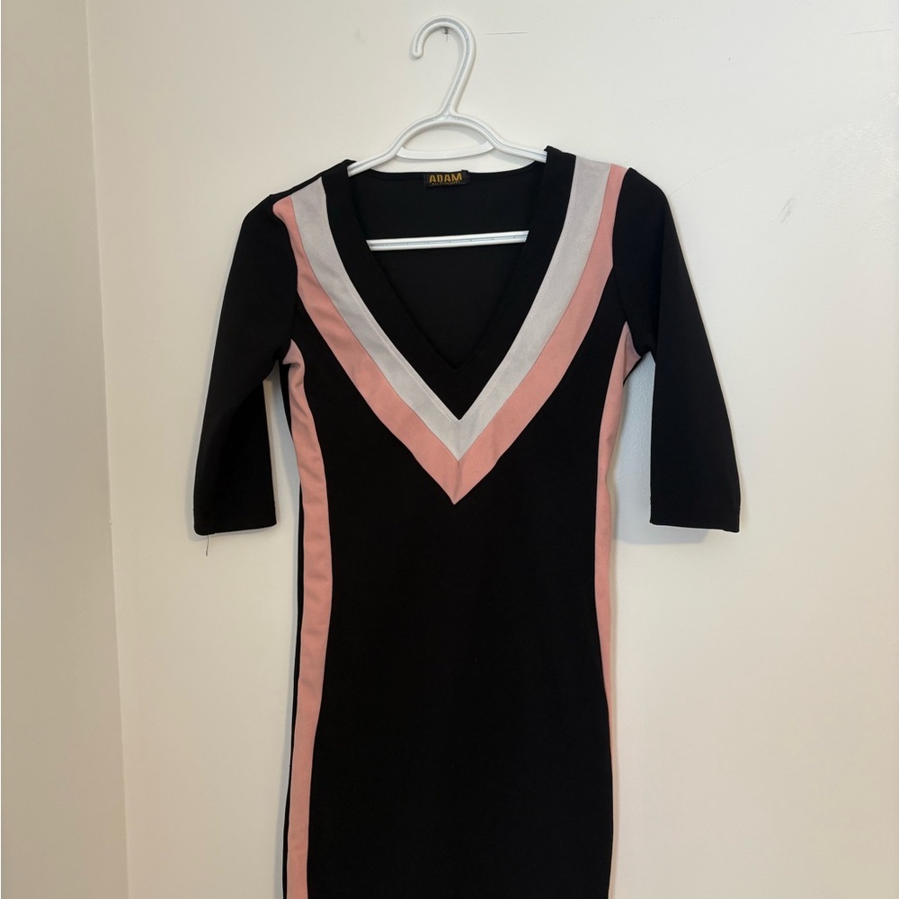 ADAM Women's Black and Pink Dress